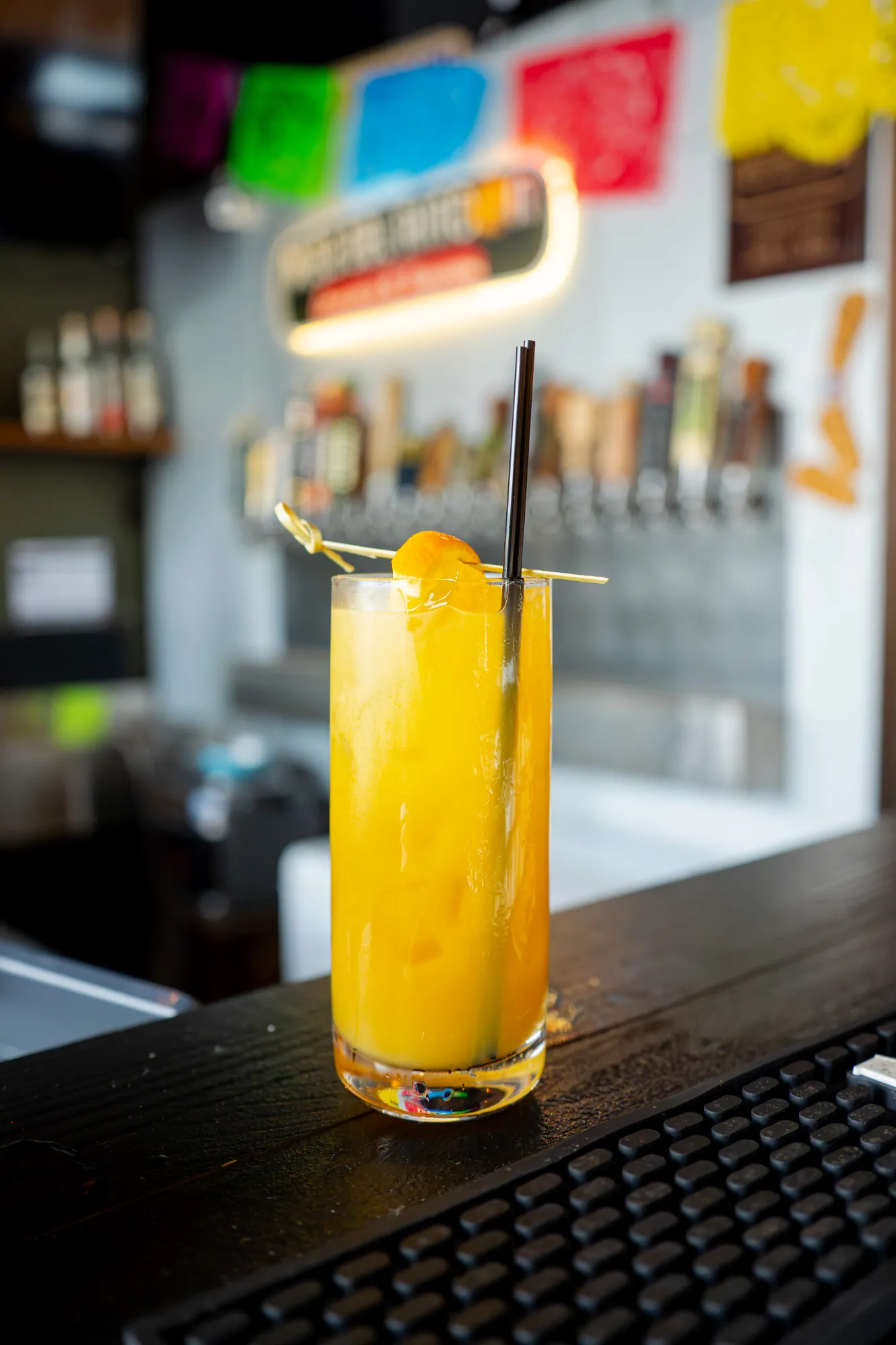 Bright citrus cocktail garnished with orange
